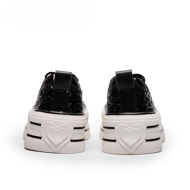 Туфли на платформе с пайетками для женщин Вулканизированная обувь Весенняя обувь на шнуровке с низким верхом Дышащая женская обувь Нескользящие женские кроссовки