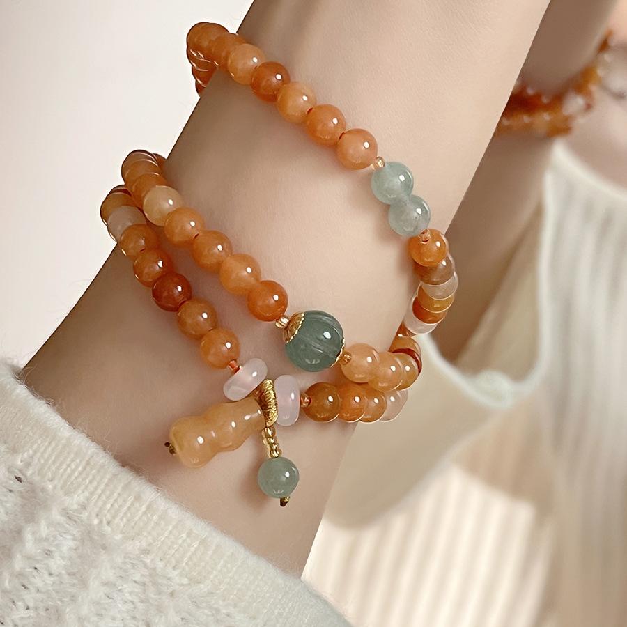Vintage-style natural stone multi-layer bracelet, versatile gift for girls, suitable for giving to a girlfriend