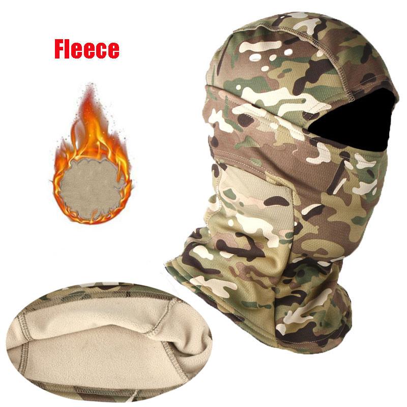 Fleece Tactical Camouflage Balaclava Full Face Mask Winter Warm Wind Shield Biking Hiking Skiing Scarf Hat Bandana Neck Gaiter