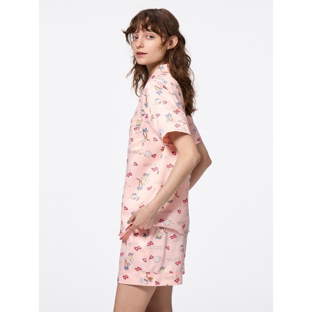 GU by Uniqlo Атласная пижама шорты с коротким рукавом Chiikawa