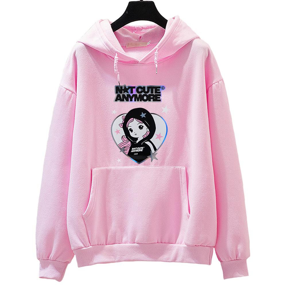 Корея K-pop ILLIT Толстовки Группа ILLIT Больше не милые Принт Одежда Мужчины Женщины Тренд Y2k Пуловер Унисекс Повседневный Флис Уличная одежда