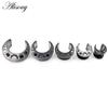 Alisouy 2PCS Stainless Steel Shell Moon Round Saddle Ear Tunnel Plugs Expander Stretcher Gauges Earrings Piercing Body Jewelry