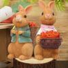 Easter Rabbit Decorations Spring Indoor Outdoor Decor Resin Rabbit Figurines Statue With Carrot Basket Tabletop Ornament