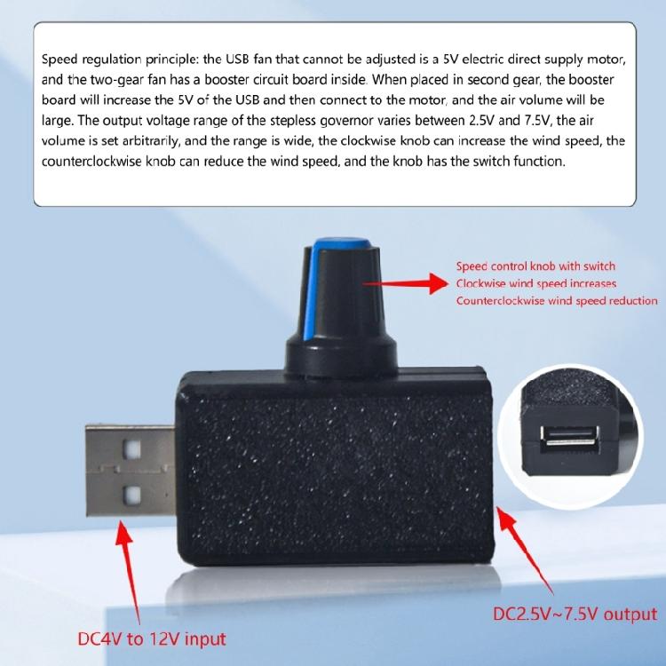 Регуляторы скорости USB-вентилятора с переключателями, совместимость с питанием 5 В, для индивидуальной настройки охлаждения