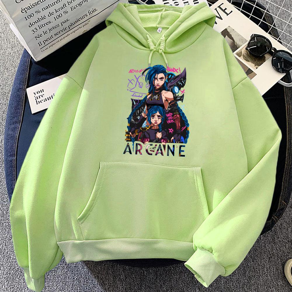 Толстовки Jinx Arcane с капюшоном с длинным рукавом для мужчин/женщин, уличная женская повседневная игровая графическая одежда, зимний теплый пуловер