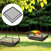 Metal Mesh Hanging Bird Feeder Large Capacity Square Bird Suspended Feeder with Hook Bird Feeding Tray Balcony