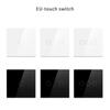 Touch Switch Power Led Panel Wall Light Switches Tempered Black White Crystal Glass Switch 1Gang 2Gang 3Gang Interruptor Inteligente AC100-250V