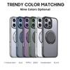 KEYSION Противоударный матовый чехол для MagSafe для iPhone 16 Pro Max с вращающимся на 360 ° магнитным кольцом-подставкой, прозрачная задняя крышка для телефона