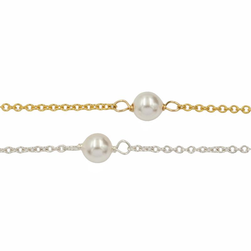 E476 14K Gold Filled with S925 Sterling Silver Chain Pearl Beads Spacer Chain for Necklace Bracelet Making