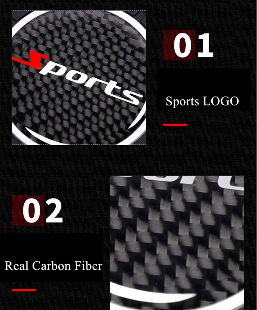 New 2 Pieces High Quality Anti-slip Elastic Durable Car Cup Holders Made of Real Carbon Fiber Sports Style
