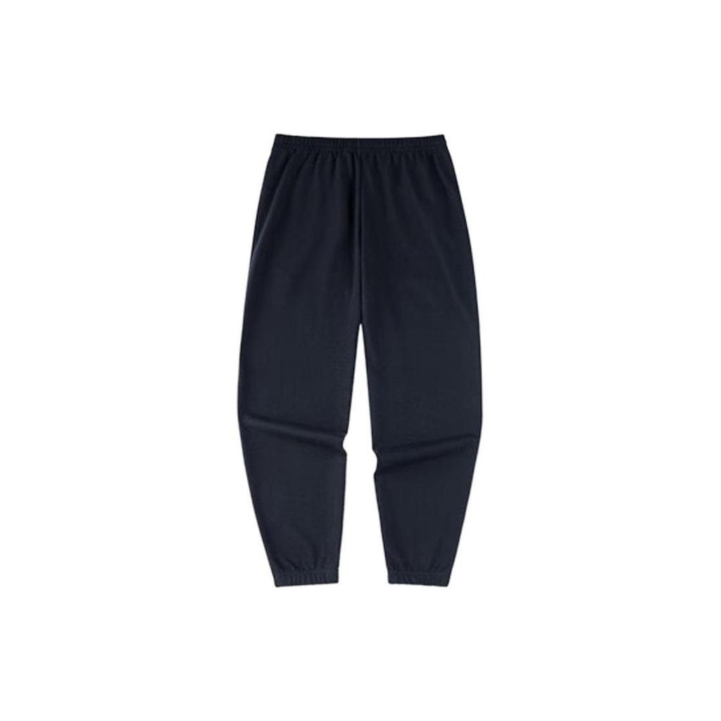 Anta Training Series Solid Color Logo Mid-Waist Tapered Knit Sports Pants Men Bottoms Black 952357304-1