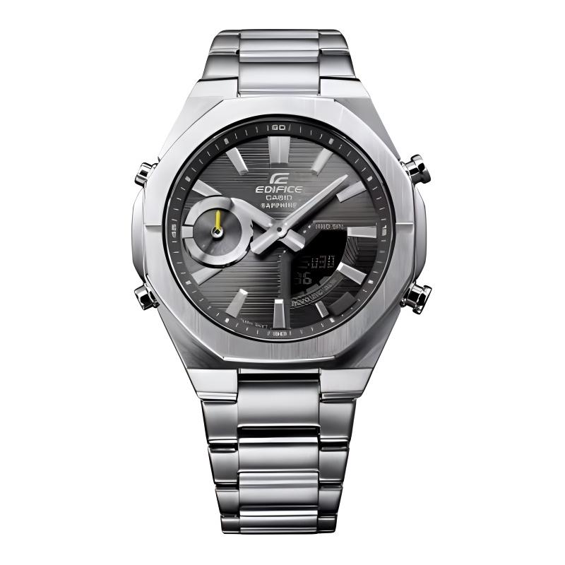 Casio EDIFICE 100 метров водонепроницаемые модные простые кварцевые мужские часы со стальным ремешком серый циферблат ECB-S10YD-8AJF