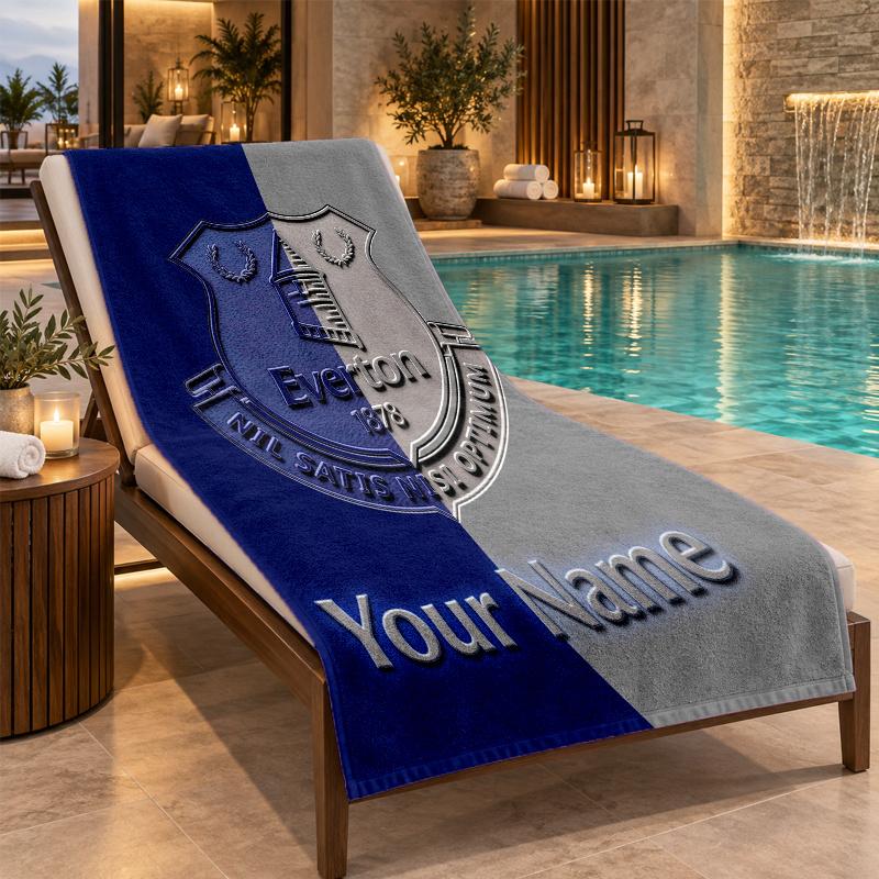 Custom Name Everton FC Beach Towel Personalized Text Soft Towel Swimming Travel Bath Gift