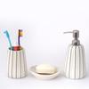 Ceramic Bathroom Accessories Set of 3 | Modern Luxury Bath Set with 300ml Soap Dispenser, Toothbrush Holder & Soap Dish | Home Decor Items
