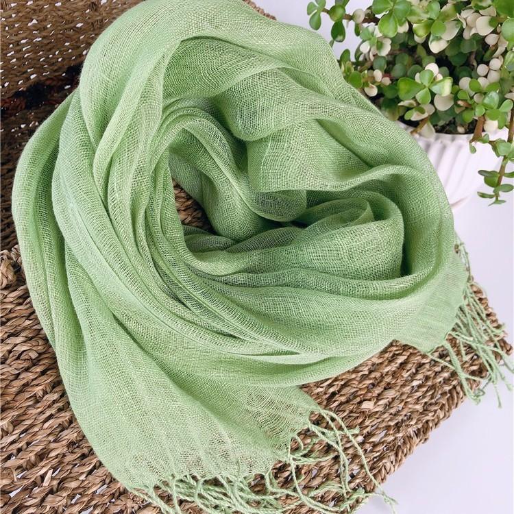 Export To Japan, Linen Solid Color Scarf, Fashionable Avocado Color