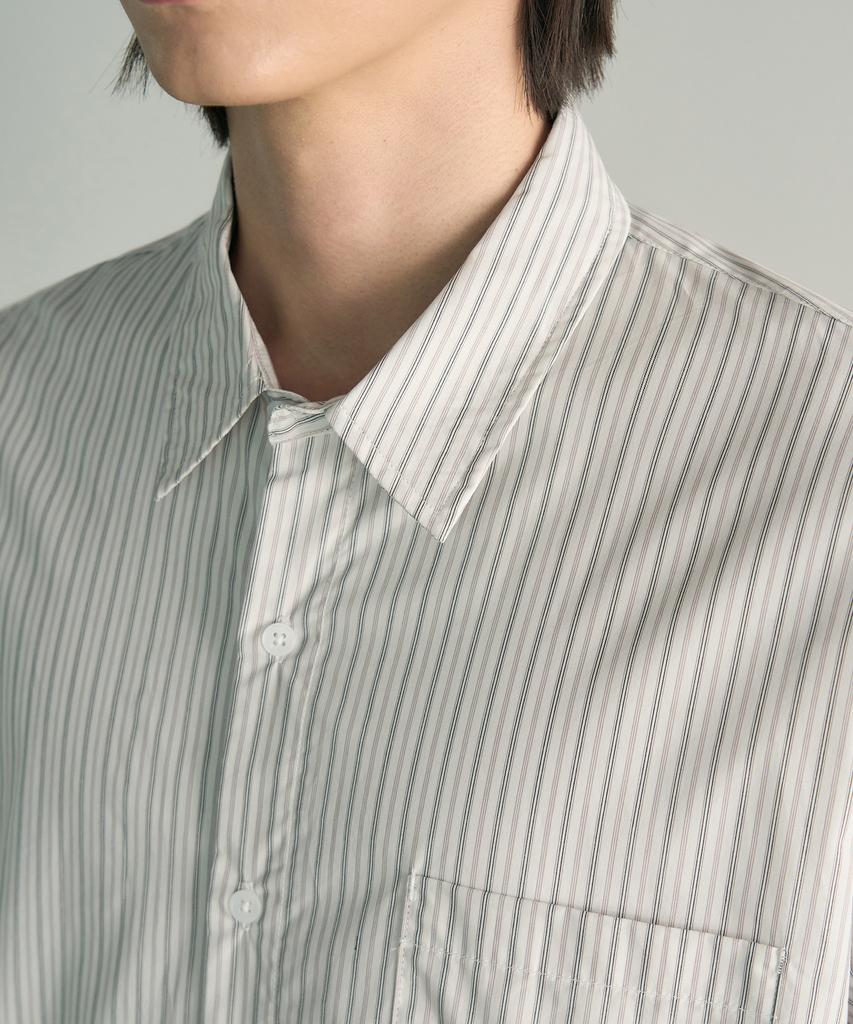 ROTEMBER Editor Log Striped Shirt [White]
