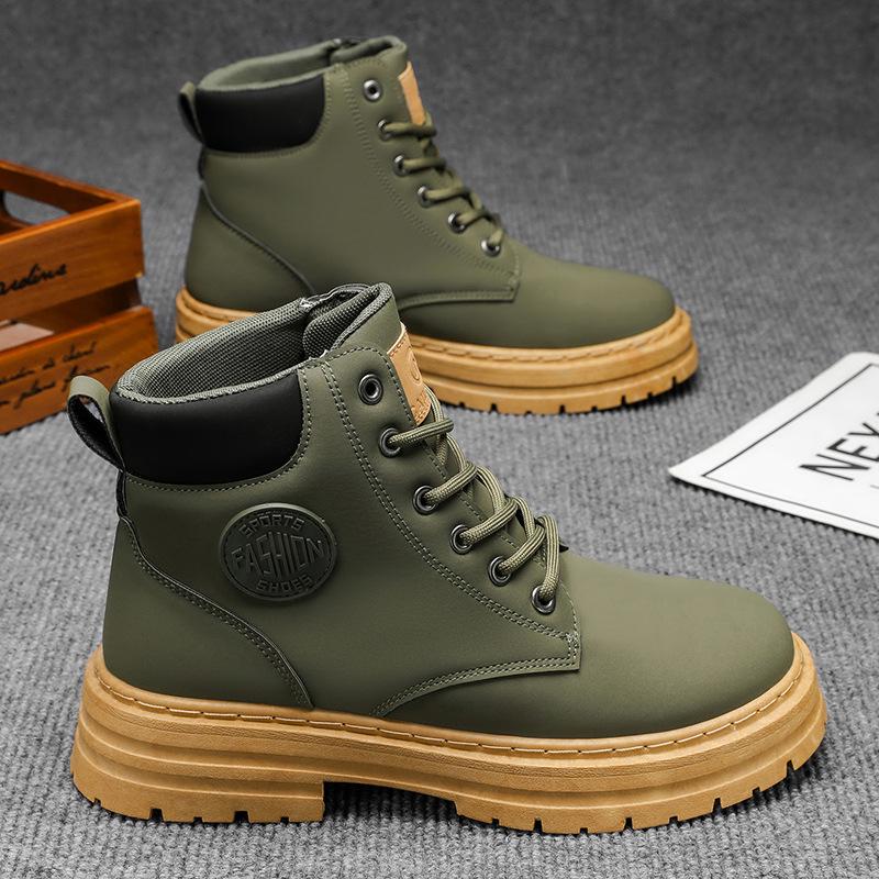 Большие желтые мужские водонепроницаемые ботинки Мартина большого размера - Осенне-зимние нескользящие защитные рабочие и походные ботинки