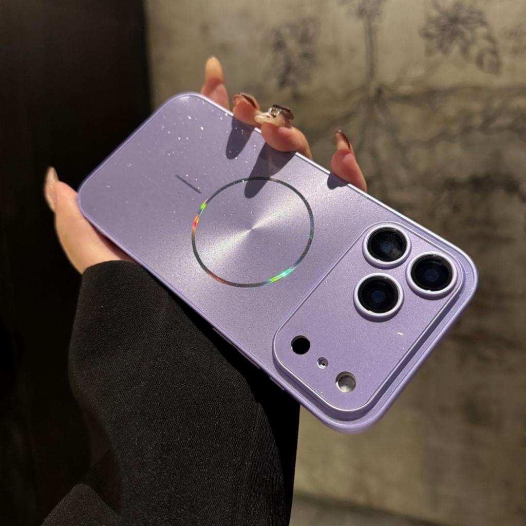 Лазерный блеск с текстурой CD Для чехла-подставки для линз Magsafe Для iPhone Air 17 16 15 14 13 12 11 Pro Max Крышка-держатель для беспроводной зарядки