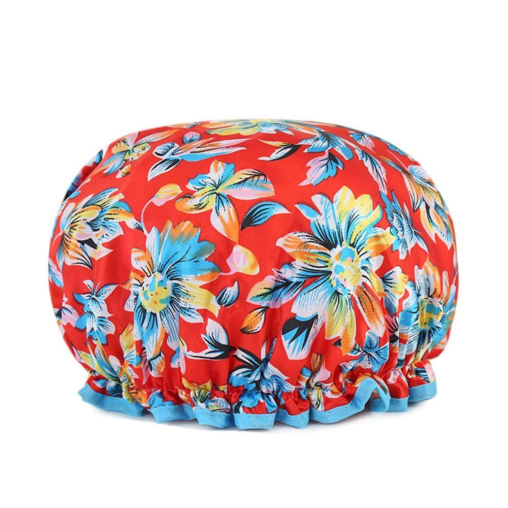 Утолщенная шапочка для душа с принтом, двухслойный дизайн, чехол для сушки волос, новые водонепроницаемые шапочки для душа