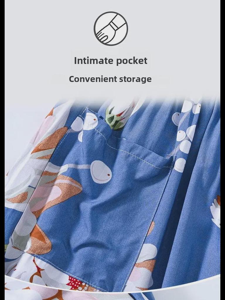 Женский летний пижамный комплект из хлопкового шелка - комплект из двух предметов с короткими рукавами для матерей среднего и пожилого возраста, подходит для ношения в помещении и на улице