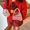 Adorable Red Pearl Handheld Princess Purse For Little Girls With Charming Cartoon Design