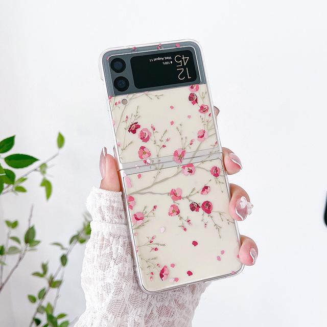 Для Samsung Galaxy Z Flip 4 3 чехол с маленьким браслетом с цветочной росписью прозрачный противоударный жесткий чехол для Samsung Zflip4 Flip3 чехол