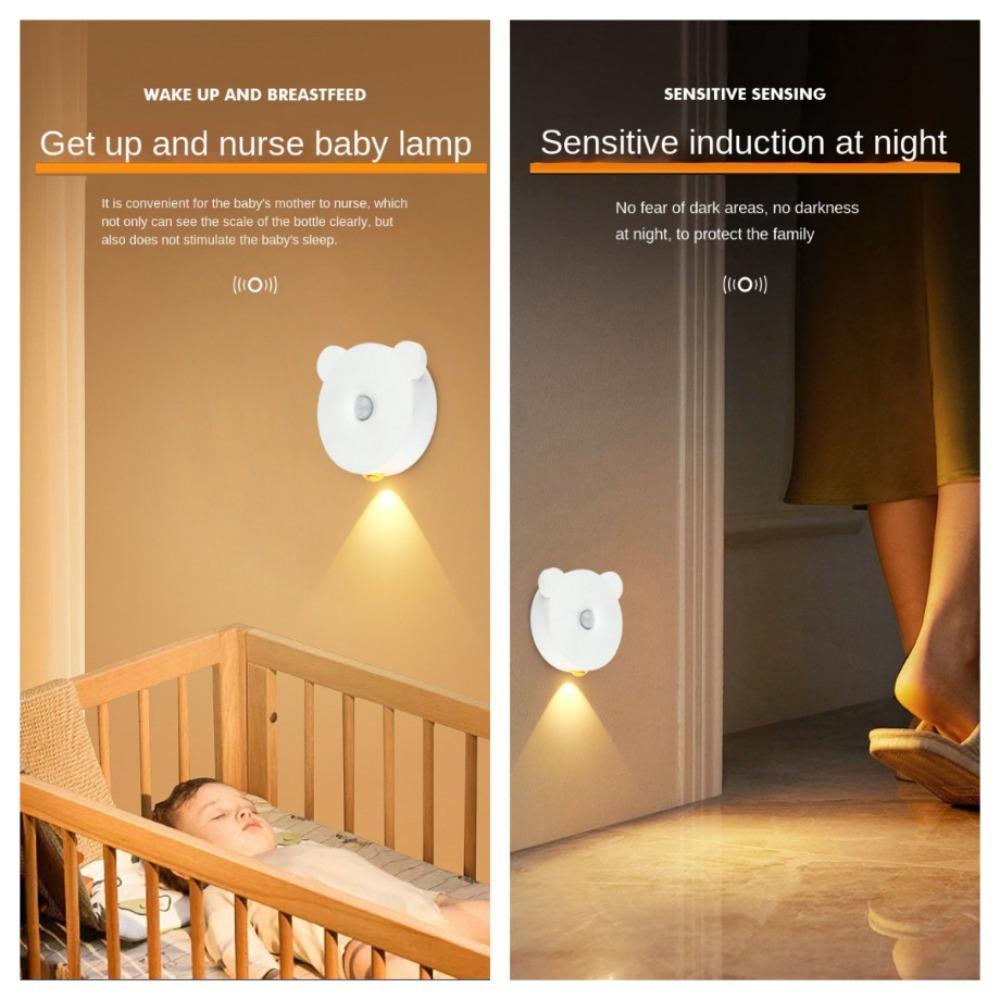 Светодиодный ночник с датчиком движения человека, PIR-сенсор движения, настенный светильник, перезаряжаемый через USB, шкаф, коридор, лестница, кухонный светильник