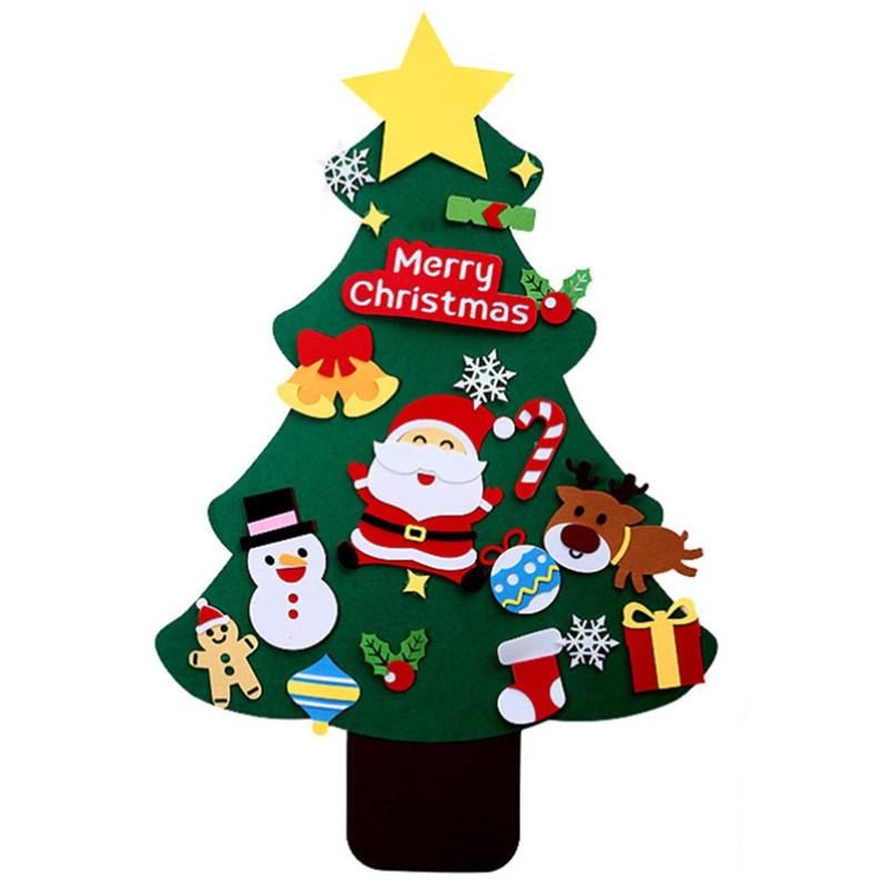 Рождественская елка из фетра своими руками, комплект рождественских украшений, светодиодные гирлянды, детские подарки, рождественская вечеринка Navidad, Санта-Клаус