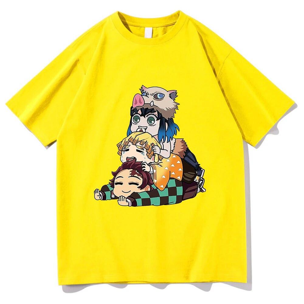 Футболка Demon Slayer Kimetsu No Yaiba унисекс Harajuku Inosuke Tanjirou Muichirou Zenitsu футболка унисекс аниме Unisexga хлопковая футболка унисекс