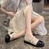 Mary Jane Women's Shoes Autumn New Leathe French Single Shoes Buckle Flat Platform Comfort Non Slip Round Toe Shoes