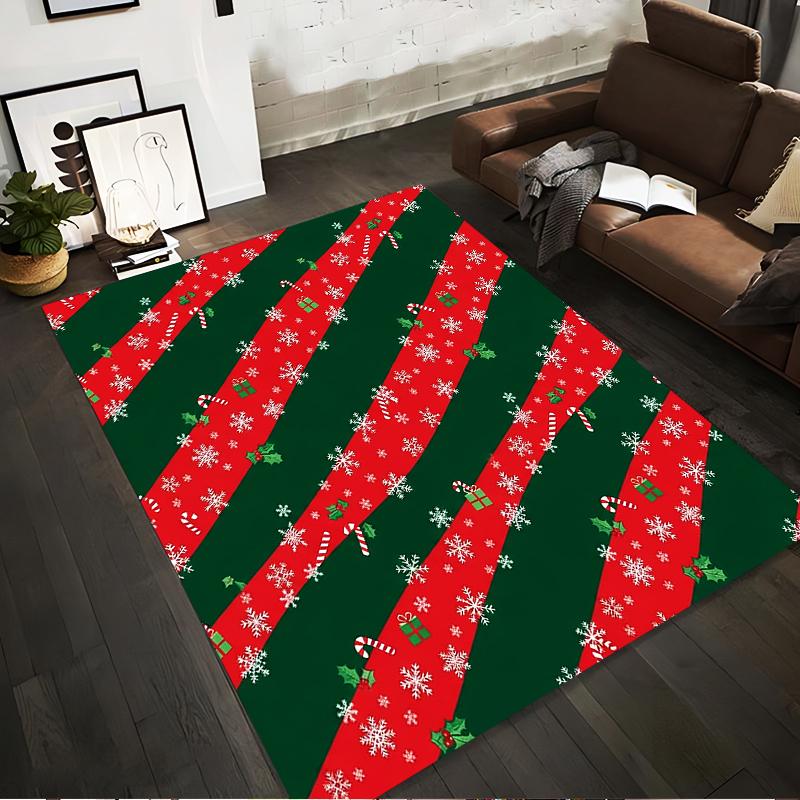 Festive Christmas Pattern Rug Non-slip rug suitable for living room and bedroom sofas.