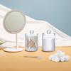 Acrylic Storage Box Bathroom Jar Makeup Organizer Cotton Round Pad Holder Cotton Swab Box Qtip Holder Dispenser with Bamboo Lid