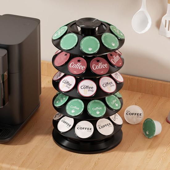 Держатель для кофейных капсул K-Cups, вращающийся органайзер для кофейных капсул, вмещает 40 капсул, экономит место, вращающаяся карусель для кофейных капсул для кухонной столешницы, офиса