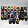 Vintage Hip Hop Stainless Steel Large Gemstone Multi-colored Ring for Men Women Party Jewelry Black Rapper Punk Finger Rings