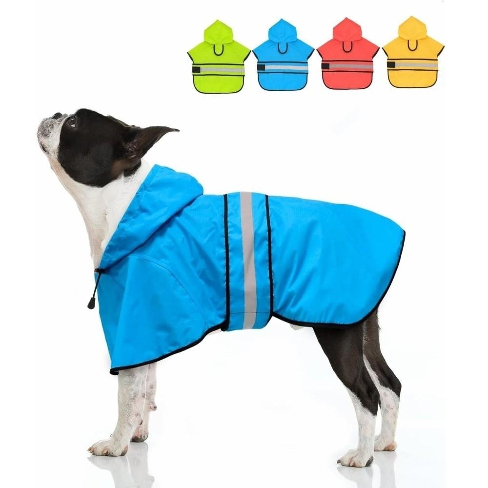 High Visibility Dog Hooded Raincoat Waterproof Pet Rain Jacket Dog Rain Cloak Labrador Retriever