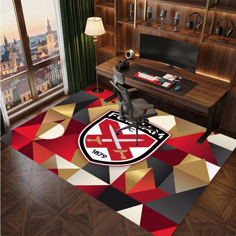 Fulham Football Print Crystal Velvet Rug, Comfortable Water Absorbent Non Slip Indoor Floor Carpet