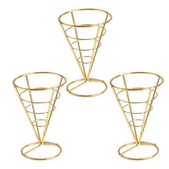 Ice Cream Cone Holders Stainless Steel French Fries Stands Food Cone Display