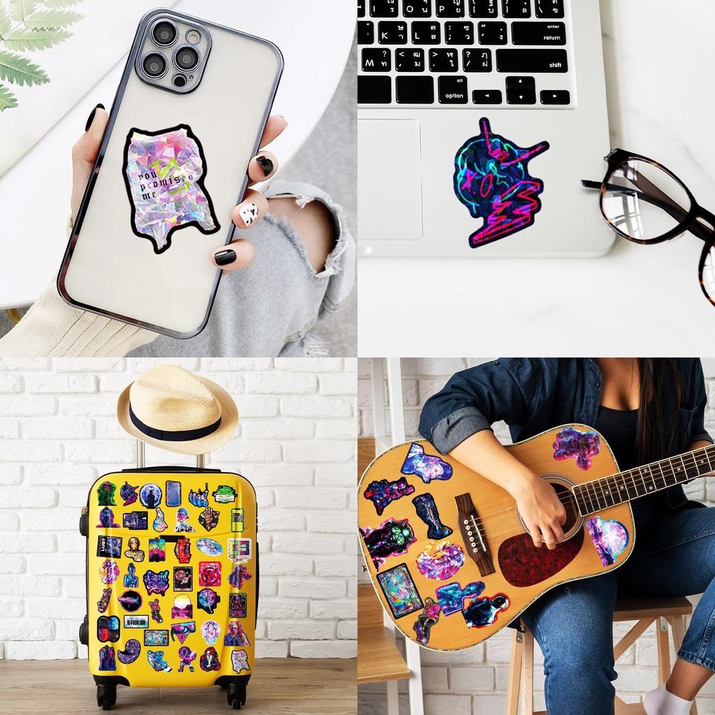 Крутые наклейки 50 шт. Наклейки Набор наклеек для скейтборда Неоновые наклейки для взрослых Наклейки для подростков Элегантные наклейки Наклейки Vaporwave Водонепроницаемые наклейки