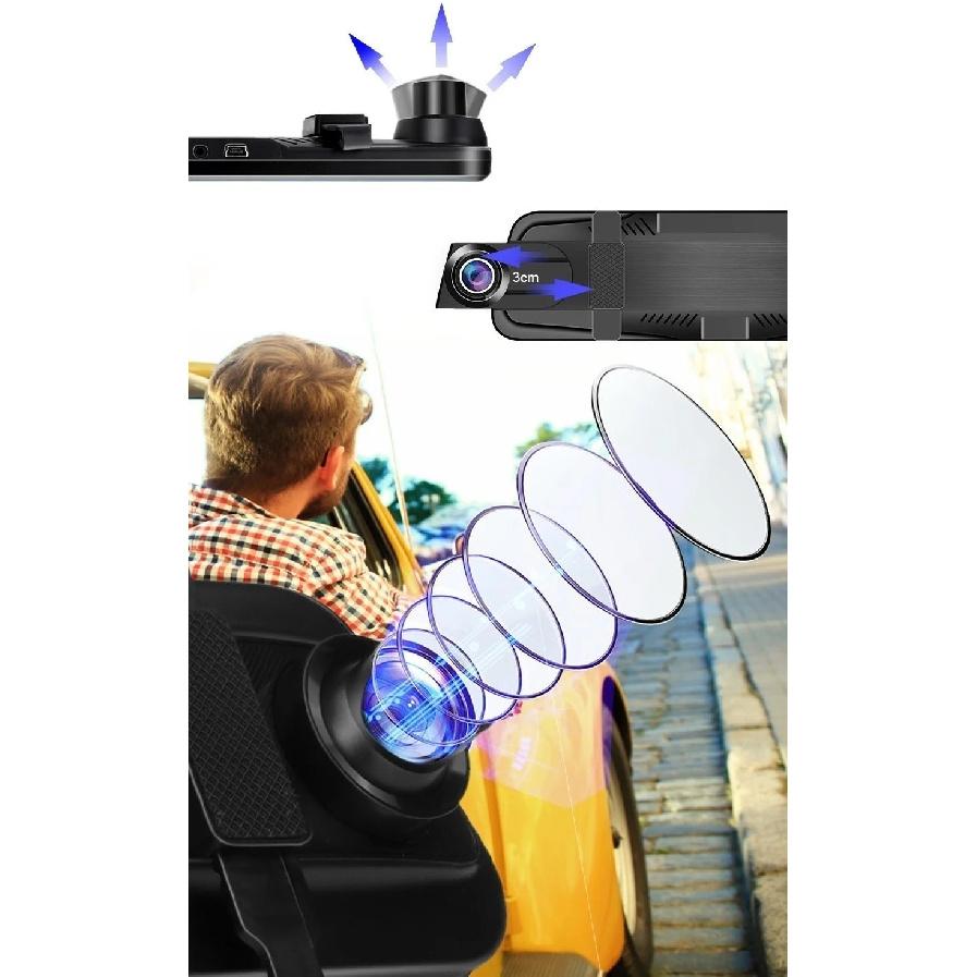 E-ACE 10 Inch Car DVR Mirror Video Recorder 1080P Touch Screen Dashcam For Car AHD Lens Streaming Driving Recorder Dash Camera