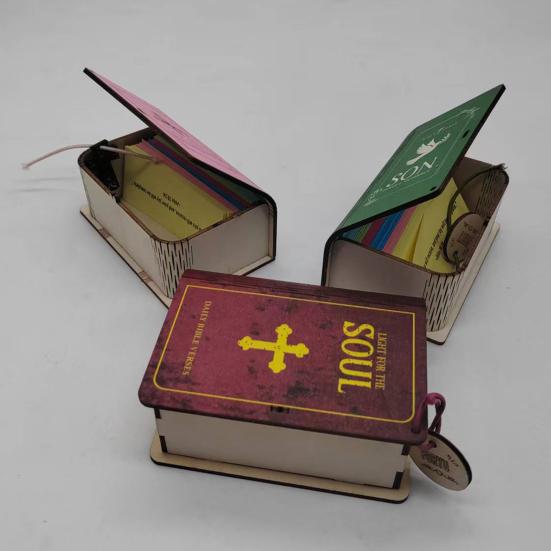 Деревянная шкатулка с библейскими стихами ручной работы с 150 карточками со Священным Писанием, Христианская шкатулка для молитв, Позитивное ежедневное ободрение, Вдохновляющий подарок для женщин и мужчин