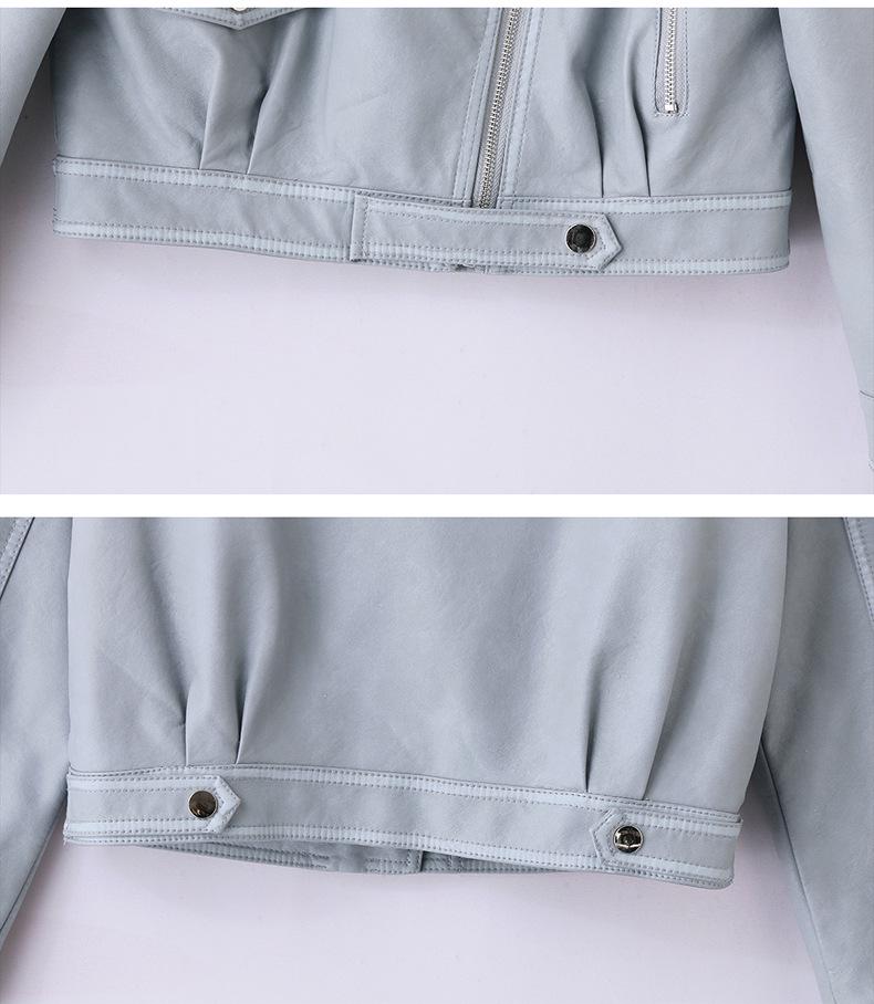 Женская приталенная корейская мотоциклетная кожаная куртка Весна 2025 - Модная, Молодящая Повседневная Верхняя одежда (ZH1176)