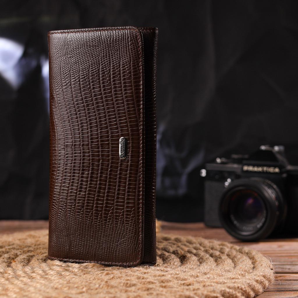 Стильный женский кошелек из натуральной фактурной кожи CANPELLINI Wallet 21607 Коричневый