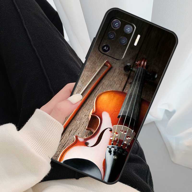 Элегантный футляр для нот со смычком для скрипки для Oppo A18 A38 A58 A78 A98 A80 A60 A40 A96 A76 A16 A94 A74 A54 A15 A17 A57 A77 A5 Pro