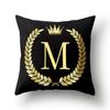45x45cm Black Gold Letter Crown Polyester Cushion Cover Sofa Home Decor Pillowcase Decorative Cushion