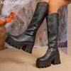 High Heels Women Leather High Boots Designer Fashion Warm Casual Walking Shoes Women 2024 Trend New Winter Snow Cozy Botas Mujer