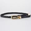 Metal Buckle Weave Belt Waist Belt PU Leather Waistband Trendy Thin Belt  Dress Decoration