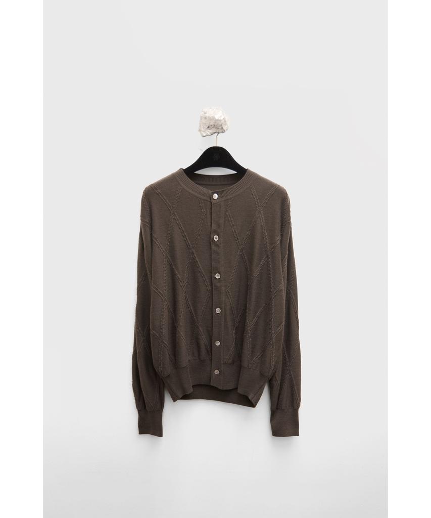 YOUTH Round Neck Textured Cardigan - Brown
