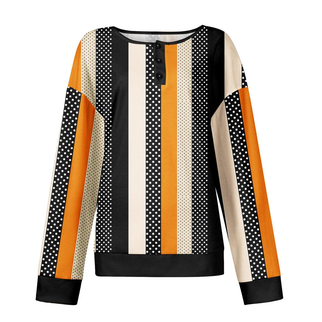 Женские повседневные рубашки с длинным рукавом, топы на пуговицах с V-образным вырезом, свободный трикотаж, осенние фавориты для женщин