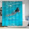 Персонализированная синяя шторка для душа с принтом бассейна для декора ванной комнаты, на заказ с текстом, 3D-печать, водонепроницаемая ткань ПВХ, домашний декор