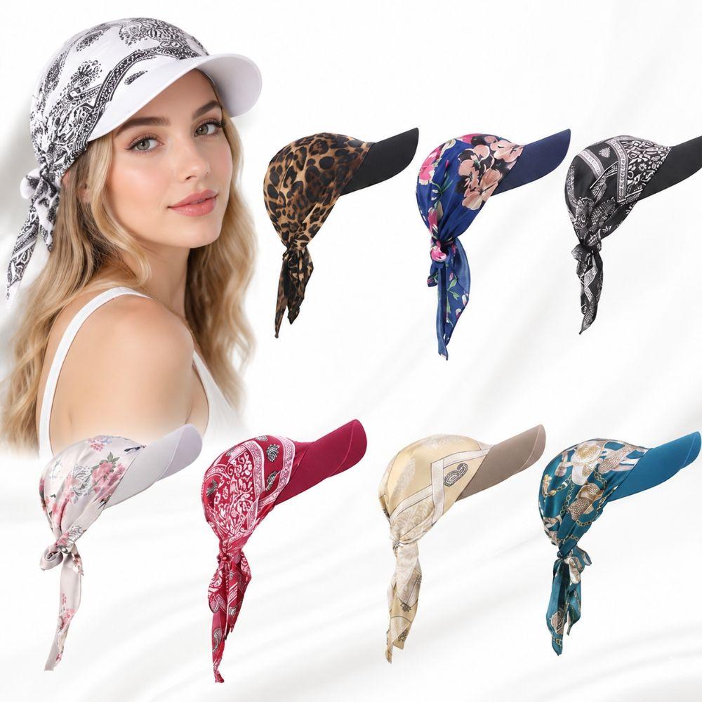 Summer Women Printed Satin Headscarf Hat Breathable Baseball Cap Outdoor Sun Hat For Men Women